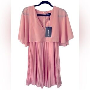 PrettyLittleThing Dusty Pink Cape Pleated Detail Skater Dress. Size: 4 (US). NWT